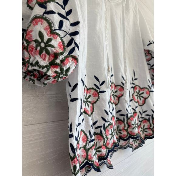 Kindred White Embroidered Peasant Boho Top Blouse - Picture 2 of 4